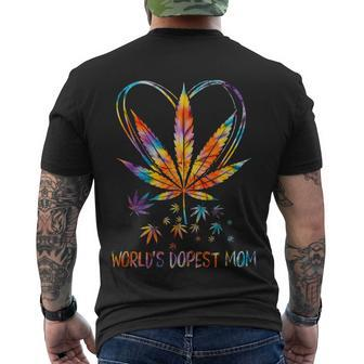 Worlds Dopest Mom Weed Leaf 420 Funny Mothers Day Gift Men's Crewneck Short Sleeve Back Print T-shirt - Monsterry CA