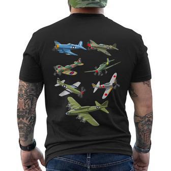 Ww2 Warbirds Warplanes P51 Mustang Spitfire Stuka Tshirt Men's Crewneck Short Sleeve Back Print T-shirt - Monsterry DE