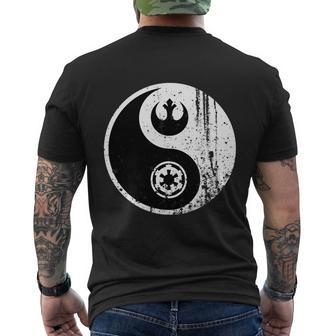 Yin Yang Rebel Alliance Galactic Empire Star Geek Nerd Men's Crewneck Short Sleeve Back Print T-shirt - Monsterry