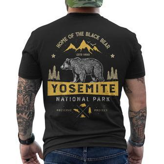 Yosemite National Park T California Bear Vintage Men's T-shirt Back Print - Seseable