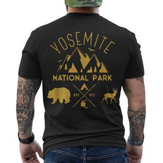 Yosemite National Park California Souvenir Men's T-shirt Back Print - Seseable