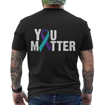You Matter Purple Teal Ribbon Suicide Prevention Awareness Tshirt Men's Crewneck Short Sleeve Back Print T-shirt - Monsterry AU