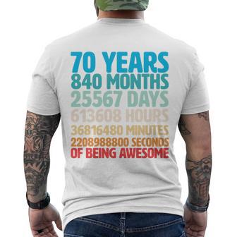 70 Years Of Being Awesome 70Th Birthday Time Breakdown Men's Crewneck Short Sleeve Back Print T-shirt - Monsterry