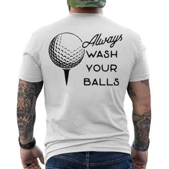 Always Wash Your Balls V3 Men's Crewneck Short Sleeve Back Print T-shirt - Seseable