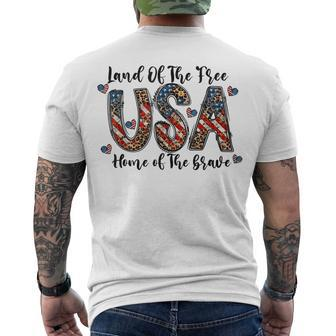 America Land Of The Free Home Of The Brave Men's T-shirt Back Print - Thegiftio UK