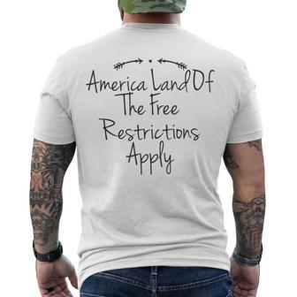 America Land Of The Free Restrictions Apply Vintage Re Men's T-shirt Back Print - Thegiftio UK