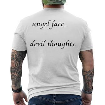 Angel Face Devil Thoughts V2 Men's Crewneck Short Sleeve Back Print T-shirt - Seseable