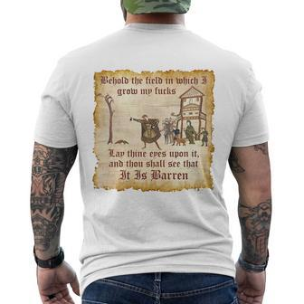 Behold The Field Medieval Dank Meme Men's Crewneck Short Sleeve Back Print T-shirt - Monsterry