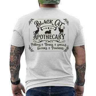 Black Cat Apothecary Powders Flixers Halloween Men's T-shirt Back Print - Seseable