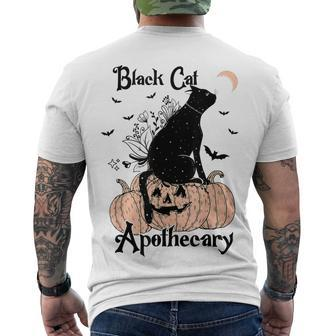 Black Cat Apothecary Cat Witch Pumpkin Halloween Costume Men's T-shirt Back Print - Seseable