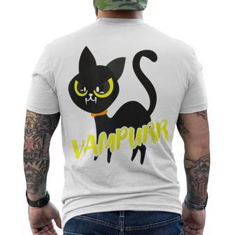 Black Cat Halloween Vampurr I Fun Vampire Cat Costume Men's T-shirt Back Print - Seseable