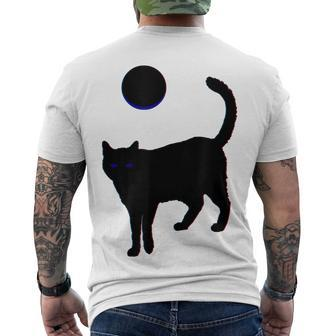 Black Cat Moon Halloween Men's T-shirt Back Print - Seseable