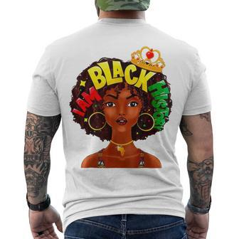 I Am Black History Strong African Queen Girls Black Pride Men's T-shirt Back Print - Thegiftio UK