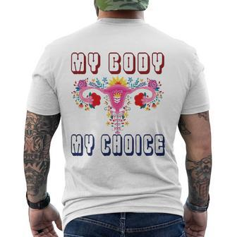My Body My Choice Pro Roe Floral Uterus Men's Back Print T-shirt | Mazezy
