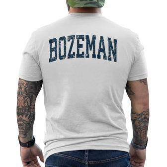 Bozeman Montana Mt Vintage Athletic Sports Navy Men's Back Print T-shirt | Mazezy