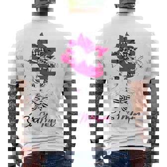 Cat Mom Cute White Cat In Pink Hat Men's T-shirt Back Print - Thegiftio