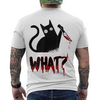 Cat What Murderous Black Cat With Knife Halloween Costume Men's T-shirt Back Print - Seseable