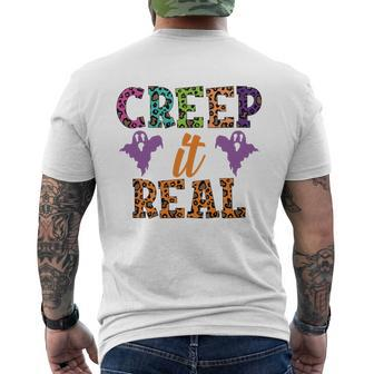 Colorful Boos Creep It Real Halloween Men's T-shirt Back Print - Seseable