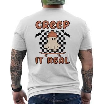 Creep It Real Boo Skateboarding Caro Halloween Men's T-shirt Back Print - Seseable