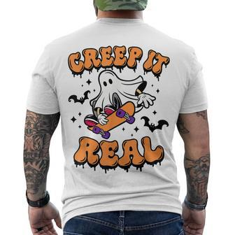 Creep It Real Ghost Halloween Pumpkin Trick Or Treat Men's T-shirt Back Print - Seseable