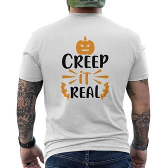 Creep It Real Halloween Occasion Pumpkin Men's T-shirt Back Print - Seseable