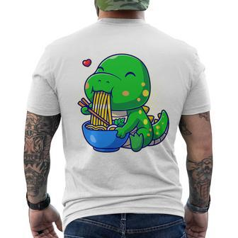 Cute Baby Dino Trex Eating Ramen Noodles Men's Crewneck Short Sleeve Back Print T-shirt - Monsterry CA