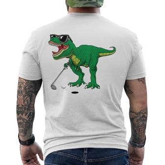 Cuterex Dinosaur Boys Golfing Lover Trex Dino Golf Men's Back Print T-shirt | Mazezy