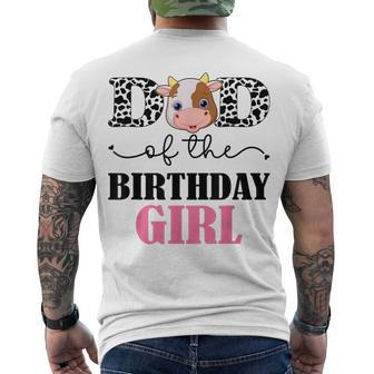 Dad Of The Birthday For Girl Cow Farm Birthday Cow Daddy 1St Men's T-shirt Back Print - Seseable