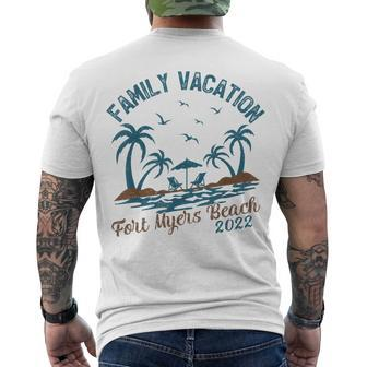 Family Vacation 2022 Palm Tree Florida Fort Myers Beach Men's T-shirt Back Print - Seseable