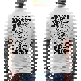 Ghost Halloween Pumpkin Face Spooky Vibes Halloween Men's T-shirt Back Print - Seseable