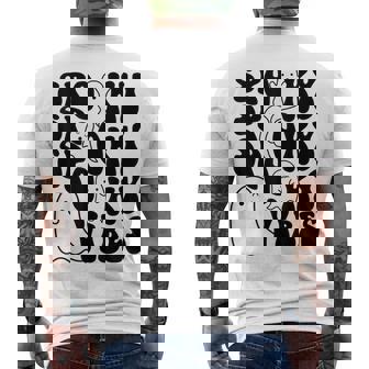 Groovy Spooky Vibes Boo Ghost Spooky Season Halloween Men's T-shirt Back Print - Seseable