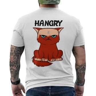 Hangry Cat Cartoon Style Humor Tee Men's Back Print T-shirt | Mazezy