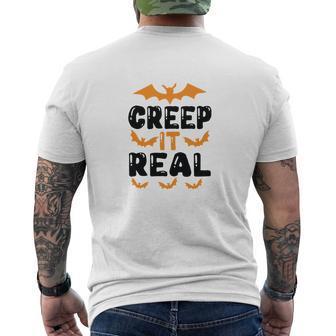 Happy Halloween Creep It Real Bat Men's T-shirt Back Print - Seseable