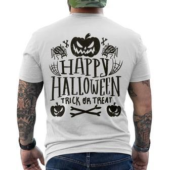 Happy Halloween L Trick Or Treat Orange Pumpkin Halloween Men's T-shirt Back Print - Seseable