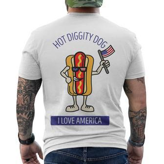 Hot Diggity Dog July 4Th Patriotic Bbq Picnic Usa Men's T-shirt Back Print - Seseable