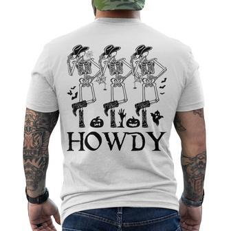 Howdy Cowboy Dancing Skeleton Cowboy Halloween Men's T-shirt Back Print - Seseable