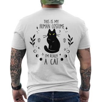 This Is My Human Costume Im Really A Cat Halloween Costume Men's T-shirt Back Print - Seseable