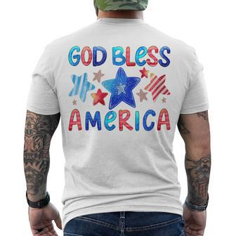 Kids Cute American Flag Girls 4Th Of July God Bless America Kids Men's T-shirt Back Print - Seseable