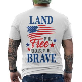 Land Of The Free Because Of The Brave America Flag Lover Men's T-shirt Back Print - Thegiftio UK