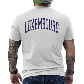 Luxembourg Varsity Style Navy Blue Text Men's Back Print T-shirt | Mazezy