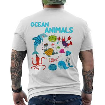 Ocean Animals Marine Creatures Under The Sea Men's Back Print T-shirt | Mazezy