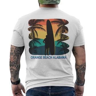 Orange Beach Alabama Al Palm Tree Surfboard Surfer Surfing Men's T-shirt Back Print - Thegiftio