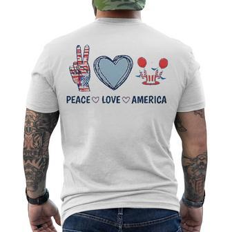 Peace Love America V2 Men's Crewneck Short Sleeve Back Print T-shirt - Monsterry