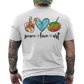 Peace Love Art Painting Palette Art Teacher Men's T-shirt Back Print - Thegiftio UK