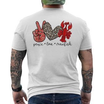 Peace Love Crawfish Cute Leopard And Seafood Lover Men's T-shirt Back Print - Thegiftio