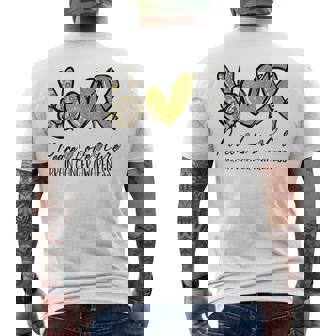 Peace Love Cure Brain Tumor Brain Cancer Awareness Fighter Men's T-shirt Back Print - Thegiftio