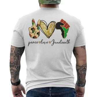 Peace Love Juneteenth Hanh Fist Black Pride African American Afro Men's T-shirt Back Print - Thegiftio UK