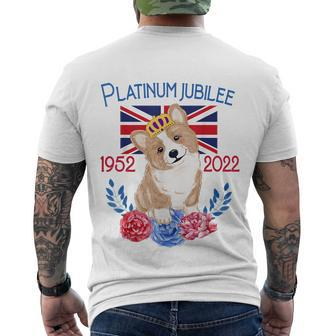 Queens Platinum Jubilee 2022 British Monarch Queen Corgi Tshirt Men's Crewneck Short Sleeve Back Print T-shirt - Monsterry CA