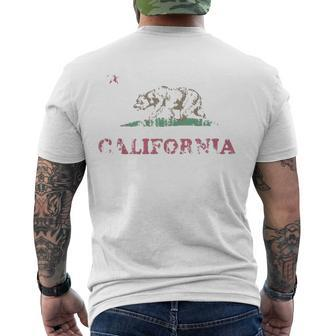 Retro California Republic Flag V2 Men's Back Print T-shirt | Mazezy