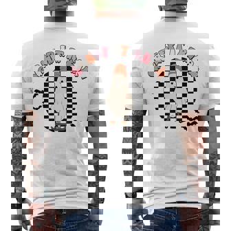 Retro Checkered Creep It Real Ghost Skater Halloween Men's T-shirt Back Print - Seseable